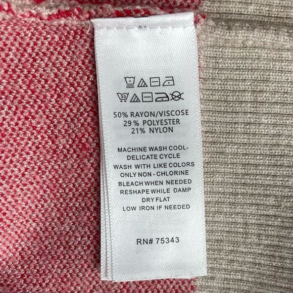 Tahari Love Hearts Crew Neck Sweater Tan Red Size XS - Picture 8 of 9